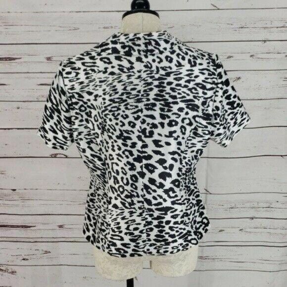 Dana Kay Black & White Cheetah animal Print Blazer Jacket Size 10 - Picture 7 of 8